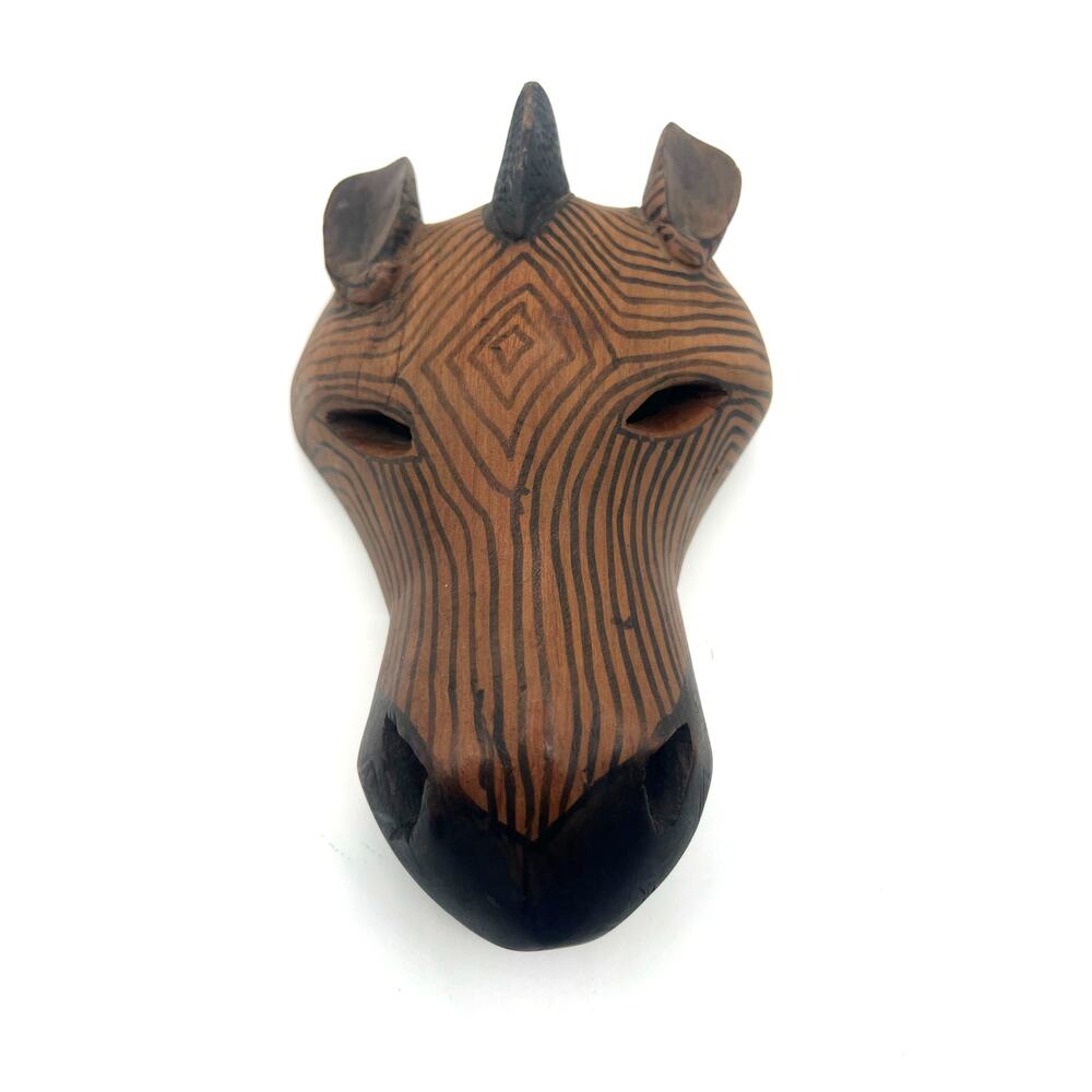 Hand Carved Zebra‎ Mask Olive Wood African Safari Wall Art